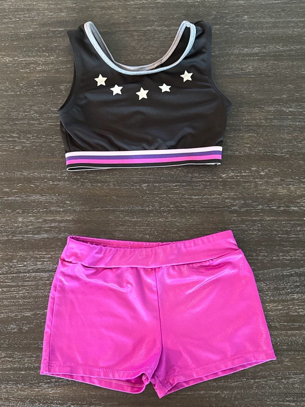 More Than Magic Girls S (6/6X) Black Sports Bra and Shorts